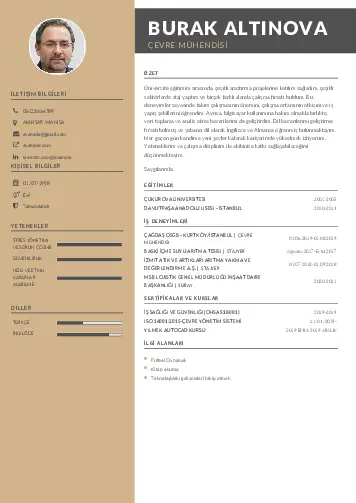 Çevre Mühendisi CV Örnekleri cv indir